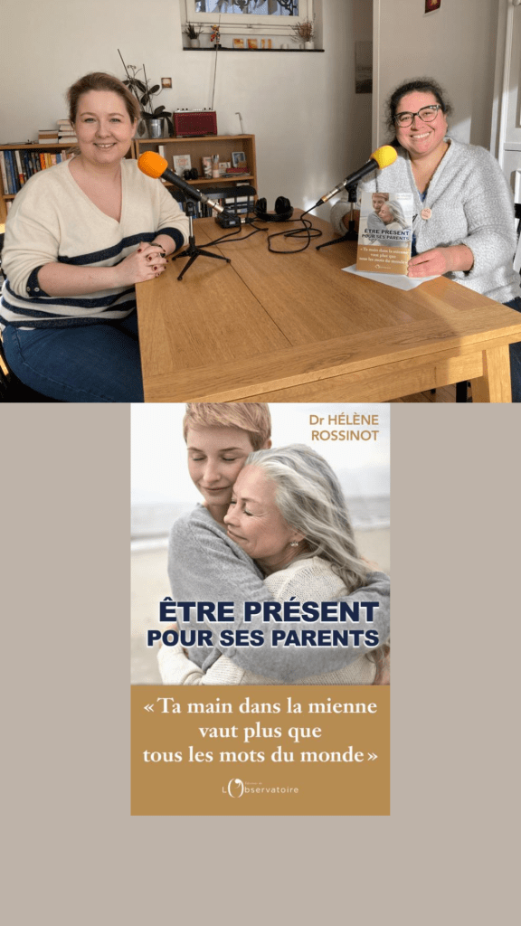photo d'Hélène Rossinot et moi (Louisa Amara) lors de l'enregistrement. Et de son livre "Etre présent pour ses parents" 