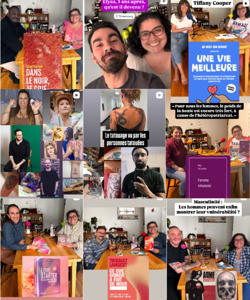 photos des derniers invitées et invités apparaissant sur le compte Instagram : singlejunglepodcast, à savoir de gauche à droite, et et de haut en bas : Sikou Niakate, Tiffany Cooper, Anaïs Orsini, Lucile Bellan, Benjamin Saeptem Hours, Thomas Messias, Florence Bénard (Bullesdeflo), Alexandriane, Ludo Etienne (LudoFJ), Thomas L'amiral, Fanny Auger, Thibault Lambert, Alex de Landes, et l'animatrice de Single Jungle : Louisa Amara